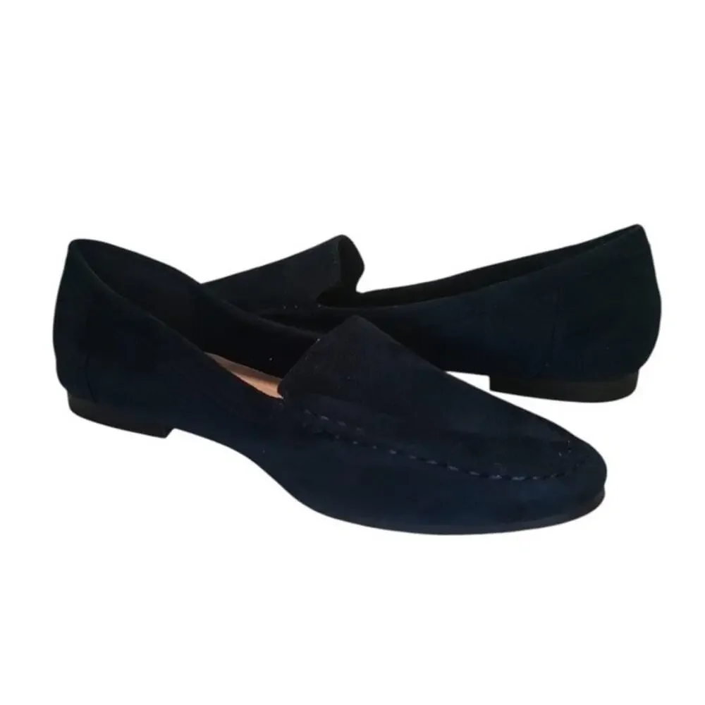 Sophia Taylor, Navy Blue microsuede slip on flats loafers, women’s 8.5m New